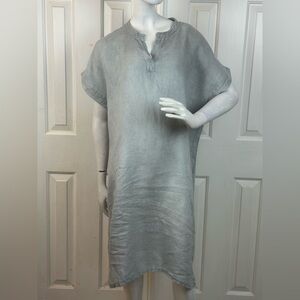 Italy 100% Linen Gray Linen Kaftan Dress.